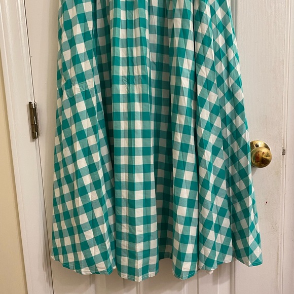 a new day Green Gingham Midi Skirt Pleated Swishy Garden Party Fairy Skirt Small - Picture 7 of 13